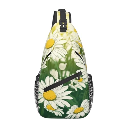 Sling-Brusttasche mit Sommer-Blumen-Gänseblümchen-Blumendruck für Männer und Frauen, lässiger Crossbody-Sling-Rucksack, Schultertasche für Schule, Wandern, Camping, Reisen, Schwarz, Einheitsgröße, Wan Sling-Brusttasche mit Sommer-Blumen-Gänseblümchen-Blumendruck für Männer und Frauen, lässiger Crossbody-Sling-Rucksack, Schultertasche für Schule, Wandern, Camping, Reisen, Schwarz, Einheitsgröße, Wan von Anceky