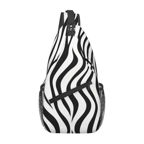 Sling-Brusttasche mit Zebra-Print für Männer und Frauen, lässiger Crossbody-Sling-Rucksack, Schultertasche für Schule, Wandern, Camping, Reisen, Schwarz, Einheitsgröße, Wanderrucksack Sling-Brusttasche mit Zebra-Print für Männer und Frauen, lässiger Crossbody-Sling-Rucksack, Schultertasche für Schule, Wandern, Camping, Reisen, Schwarz, Einheitsgröße, Wanderrucksack von Anceky