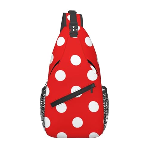 Sling-Brusttasche mit rot-weißem Punktemuster für Männer und Frauen, lässiger Crossbody-Sling-Rucksack, Schultertasche für Schule, Wandern, Camping, Reisen, Schwarz, Einheitsgröße, Wanderrucksack Sling-Brusttasche mit rot-weißem Punktemuster für Männer und Frauen, lässiger Crossbody-Sling-Rucksack, Schultertasche für Schule, Wandern, Camping, Reisen, Schwarz, Einheitsgröße, Wanderrucksack von Anceky