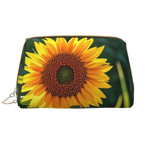 Sonnenblume. Reise-Make-up-Tasche mit Print, Make-up-Tasche für Damen mit großem Fassungsvermögen, wasserdichte tragbare Tasche, offene Flache Make-up-Tasche von Anceky