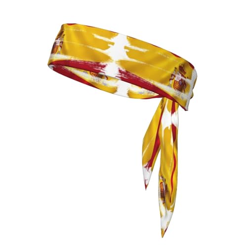 Sport-Stirnband für Damen, Schweißband, rutschfest, verstellbar, Kopfband mit Spanien-Flagge für Training, Laufen, Yoga und Fitness von Anceky