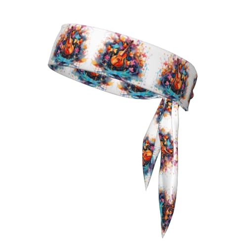 Sport-Stirnband für Damen, Schweißband, rutschfest, verstellbar, buntes Gitarren-Kopfband für Training, Laufen, Yoga und Fitness von Anceky