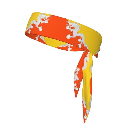 Sport-Stirnband für Damen, Schweißband, rutschfest, verstellbar, mit der Flagge des Königreichs Bhutan, für Training, Laufen, Yoga und Fitness von Anceky