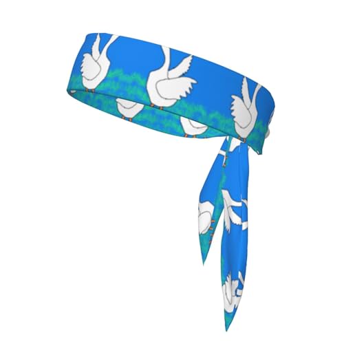 Sport-Stirnband für Damen, Schweißband, rutschfest, verstellbar, mit weißem Gänsemotiv, breitet seine Flügel aus, Kopfband für Training, Laufen, Yoga und Fitness von Anceky