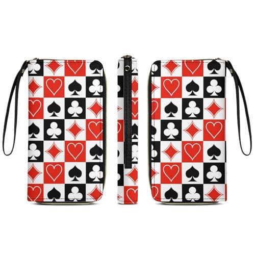 Stilvolle Geldbörse für Damen, wasserdichte Lange Geldbörse, Karierte Anzüge, Herz, Karo, Kreuz, Pik, Poker, Kreditkartenetui, Geldbörse mit Reißverschluss und Mehreren Kartenfächern Stilvolle Geldbörse für Damen, wasserdichte Lange Geldbörse, Karierte Anzüge, Herz, Karo, Kreuz, Pik, Poker, Kreditkartenetui, Geldbörse mit Reißverschluss und Mehreren Kartenfächern von Anceky