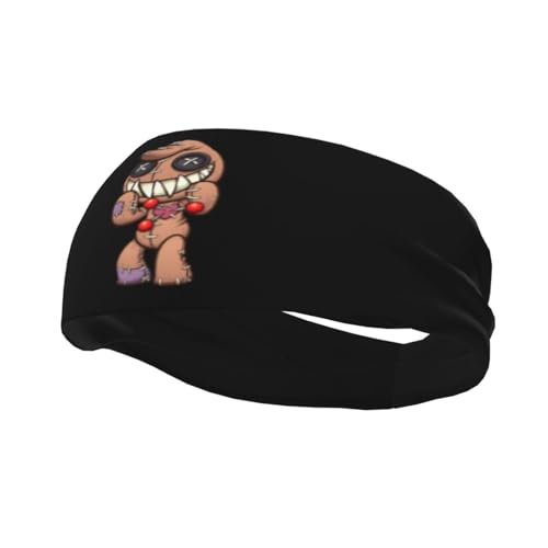 Stirnbänder mit Cartoon-Lächeln und Voodoo-Puppe, für Herren und Damen, rutschfest, feuchtigkeitsableitend, Sport-Schweißband für Fitnessstudio, Basketball, Yoga, Haarbänder von Anceky