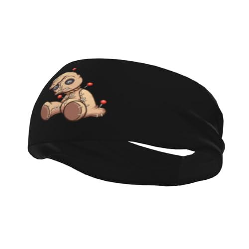 Stirnbänder mit Cartoon-Voodoo-Puppe, für Herren und Damen, rutschfest, feuchtigkeitsableitend, Sport-Schweißband für Fitnessstudio, Basketball, Yoga, Haarbänder von Anceky