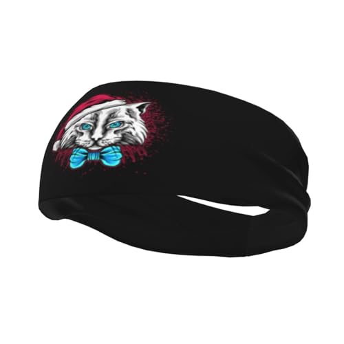 Stirnbänder mit Katzenmotiv, Weihnachten, für Herren und Damen, rutschfest, feuchtigkeitsableitend, Sport-Schweißband für Fitnessstudio, Basketball, Yoga, Haarbänder von Anceky