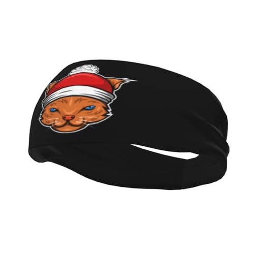 Stirnbänder mit Katzenmotiv „Frohe Weihnachten für Herren und Damen, rutschfest, feuchtigkeitsableitendes Sport-Schweißband für Fitnessstudio, Basketball, Yoga von Anceky