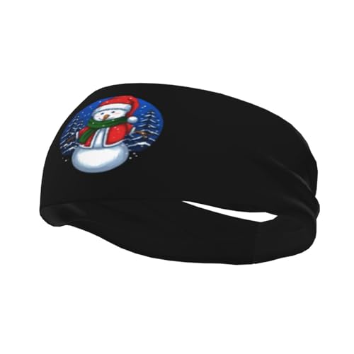 Stirnbänder mit Schneemann-Motiv, Motiv: Frohe Weihnachten, für Herren und Damen, rutschfest, feuchtigkeitsableitendes Sport-Schweißband für Fitnessstudio, Basketball, Yoga, Haarbänder von Anceky