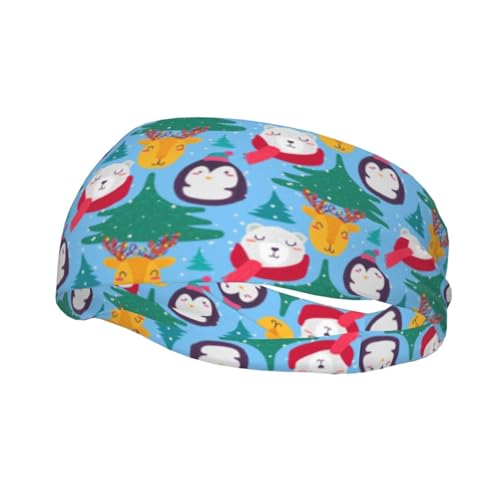 Stirnbänder mit lustigem Weihnachts-Wintertier-Muster, nahtloses Muster, für Herren und Damen, rutschfest, feuchtigkeitsableitendes Sport-Schweißband für Fitnessstudio, Basketball, Yoga von Anceky