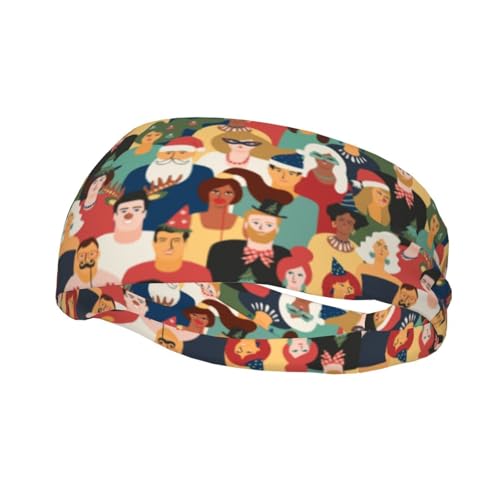 Stirnbänder mit nahtlosem Muster „Frohe Weihnachten für Herren und Damen, rutschfest, feuchtigkeitsableitendes Sport-Schweißband für Fitnessstudio, Basketball, Yoga, Haarbänder von Anceky