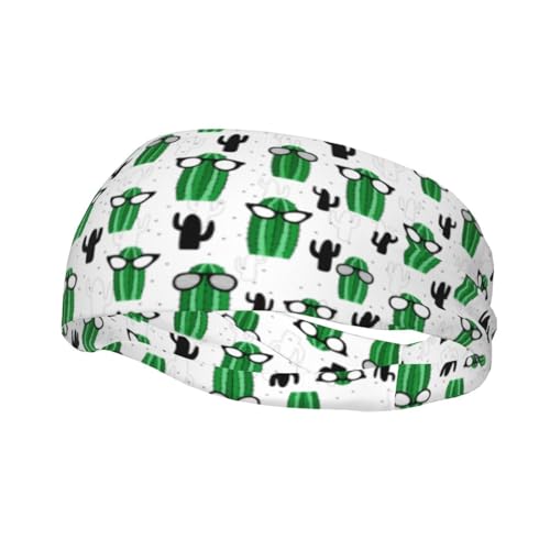 Stirnbänder mit nahtlosem Muster und Kaktus-Sonnenbrille für Herren und Damen, rutschfest, feuchtigkeitsableitendes Sport-Schweißband für Fitnessstudio, Basketball, Yoga, Haarbänder von Anceky