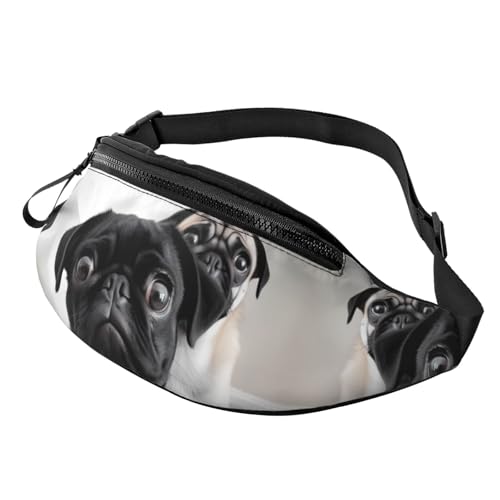 Süße schwarze Mops-Hunde-Gürteltasche für Männer und Frauen, leichte, verstellbare Gürteltasche, modische Hüfttasche für Reisen, Wandern und Laufen Süße schwarze Mops-Hunde-Gürteltasche für Männer und Frauen, leichte, verstellbare Gürteltasche, modische Hüfttasche für Reisen, Wandern und Laufen von Anceky