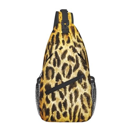 Vintage Golden Gold Leopard Cross Brusttasche Diagonal Wandern Umhängetasche Reise Schulter Tagesrucksack Leichter Sling Rucksack Radfahren Tagesrucksäcke Fitness Brustrucksäcke von Anceky