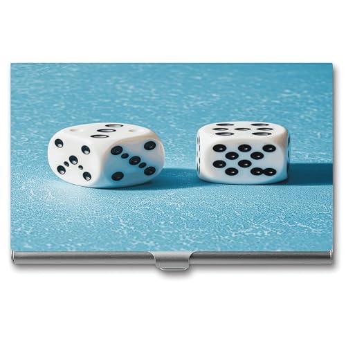 Visitenkartenetui, Schnallen-Stil, geschlossener Visitenkartenhalter aus Metall, Zwei schmale Geldbörsen mit weißem Würfelaufdruck, Namenskartenhalter für Visitenkarten, Herren und Damen von Anceky