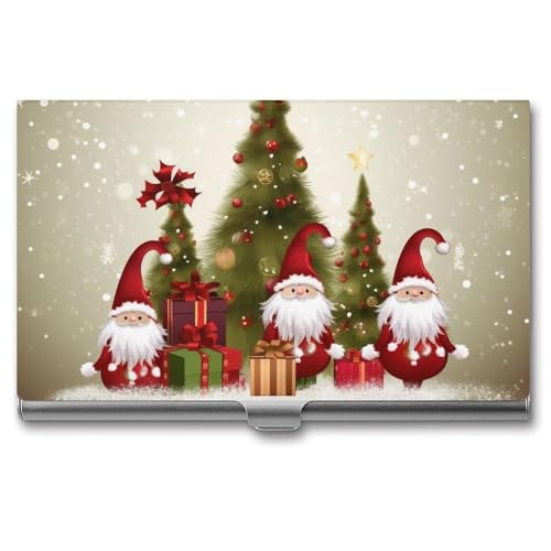 Visitenkartenhalter aus Metall, schmales Visitenkartenetui mit Aufschrift „Frohe Weihnachten, professioneller Karten-Organizer, Tasche, Namenskartenetui, Kredithalter, Geldbörse für Männer und Frauen von Anceky