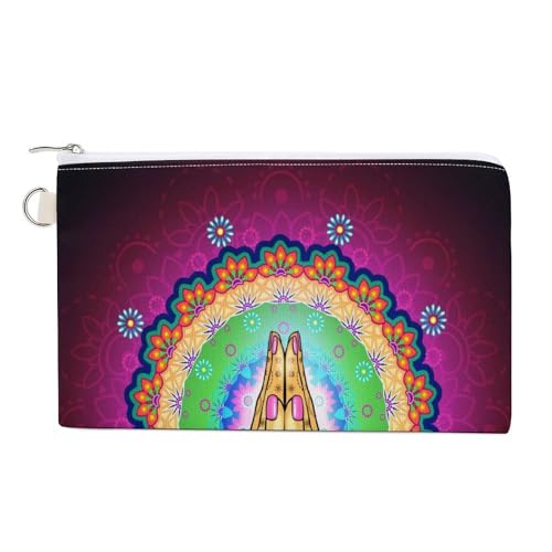 Weiche Clutch, Damenhandtasche, Canvas, Reißverschluss, Make-up-Tasche, Geldbörse für Kreditkarten, Münzen, Scheine, Crash, 19,8 x 11,7 cm, Aufdruck: weiße Gekritzel-Sterne und Kreise mit schwarzem Ga von Anceky