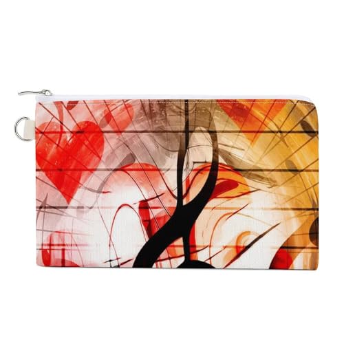Weiche Clutch, Damenhandtasche aus Segeltuch mit Reißverschluss, Make-up-Tasche, Geldbörse für Kreditkarten, Münzen, Scheine, Crash, 19,8 x 11,7 cm, Aufdruck Herzen und Musiknoten und Notenschlüssel, von Anceky