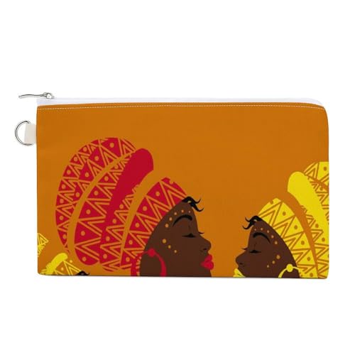 Weiche Clutch, Damenhandtasche aus Segeltuch mit Reißverschluss, Make-up-Tasche, Geldbörse für Kreditkarten, Münzen und Scheine, 19,8 x 11,7 cm, Aufdruck „Schwarze afrikanische Frauen mit Kopftüchern Weiche Clutch, Damenhandtasche aus Segeltuch mit Reißverschluss, Make-up-Tasche, Geldbörse für Kreditkarten, Münzen und Scheine, 19,8 x 11,7 cm, Aufdruck „Schwarze afrikanische Frauen mit Kopftüchern von Anceky
