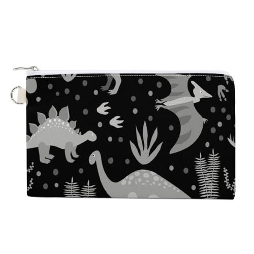 Weiche Clutch, Damenhandtasche aus Segeltuch mit Reißverschluss, Make-up-Tasche, Geldbörse für Kreditkarten, Münzen und Scheine, 19,8 x 11,7 cm, Aufdruck: Verschiedene Dinosaurier, fliegende Dinosauri von Anceky