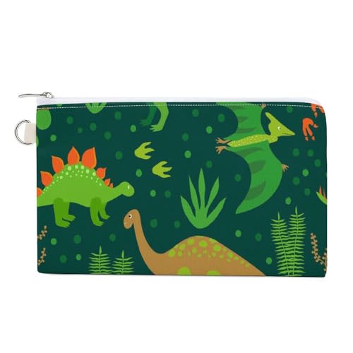 Weiche Clutch, Damenhandtasche aus Segeltuch mit Reißverschluss, Make-up-Tasche, Geldbörse für Kreditkarten, Münzen und Scheine, Crash 7,4 x 4,6 Zoll, Aufdruck: Verschiedene Dinosaurier, fliegende Din von Anceky