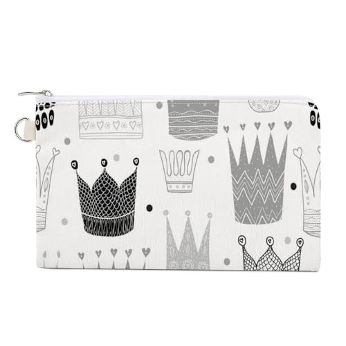 Weiche Clutch-Geldbörse, Damenhandtasche aus Segeltuch mit Reißverschluss, Make-up-Tasche, Geldbörse für Kreditkarten, Münzen, Scheine, Crash, 19,8 x 11,7 cm, nahtloser Druck, schwarz-grauer Stil, Pri von Anceky