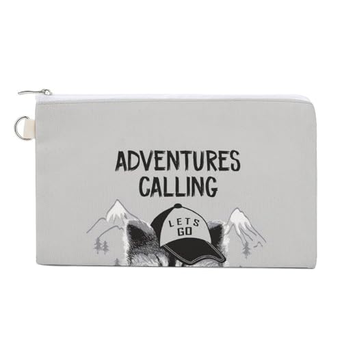 Weiche Clutch-Geldbörse, Damenhandtasche aus Segeltuch mit Reißverschluss, Make-up-Tasche, Geldbörse für Kreditkarten, Münzen und Scheine, Crash 7,4 x 4,6 Zoll, Aufdruck: Waschbär mit Mütze, Berge, Ab von Anceky