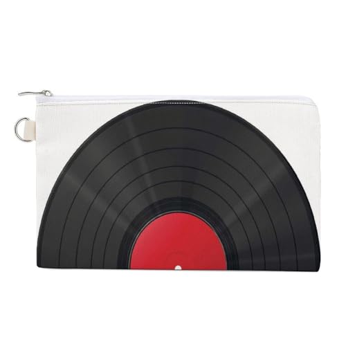 Weiche Clutch-Geldbörse, Damenhandtasche aus Segeltuch mit Reißverschluss, Make-up-Tasche, Geldbörse für Kreditkarten, Münzen und Scheine, Crash 7,4 x 4,6 Zoll, Druck, realistische Vinyl-Schallplatten von Anceky