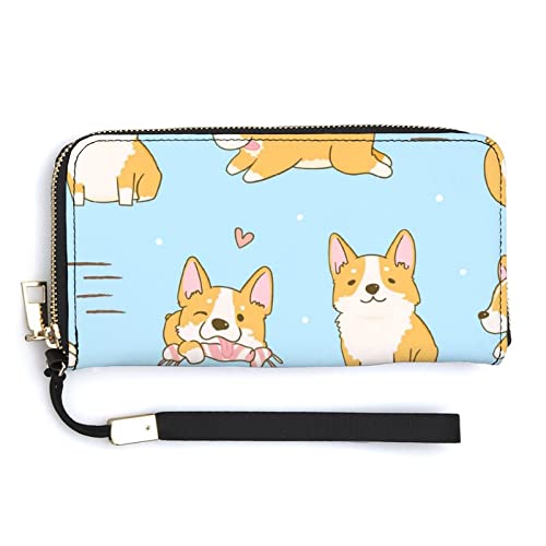 Weiche Clutch aus PU-Leder, langes, zweifach gefaltetes Portemonnaie, Münzbörse, Kreditkartenetui, langlebiger Unisex-Kartenhalter, schmale Brieftasche, Geldaufbewahrung von Anceky