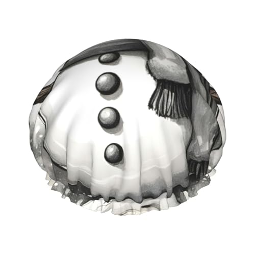Weihnachts-Schneemann-1-Druck, exquisite Duschhaube für Damen, leicht, weich, doppelt wasserdicht, Badehut von Anceky