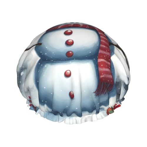 Weihnachts-Schneemann-Druck, exquisite Duschhaube für Damen, leicht, weich, doppelt wasserdicht, Badehut von Anceky