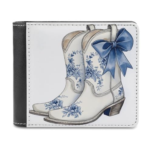 Weiße Cowgirl-Stiefel mit koketten Schleifen, weiches PU-Leder, zweifach faltbare Geldbörse, Münzbörse, Kreditkartenetui, langlebiger Kartenhalter, schmale Brieftasche für Männer und Frauen, Geldaufbe Weiße Cowgirl-Stiefel mit koketten Schleifen, weiches PU-Leder, zweifach faltbare Geldbörse, Münzbörse, Kreditkartenetui, langlebiger Kartenhalter, schmale Brieftasche für Männer und Frauen, Geldaufbe von Anceky