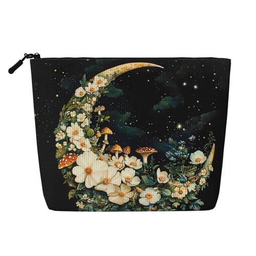 Wildflower Moon Kosmetiktasche, lässige Make-up-Tasche für Frauen, Weihnachts- und Geburtstagsgeschenke, Toilettenartikel-Zubehör von Anceky