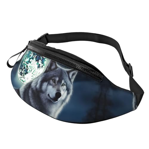 Wolf Under Moon Gürteltasche für Männer und Frauen, leichte, verstellbare Gürteltasche, modische Hüfttasche für Reisen, Wandern und Laufen Wolf Under Moon Gürteltasche für Männer und Frauen, leichte, verstellbare Gürteltasche, modische Hüfttasche für Reisen, Wandern und Laufen von Anceky