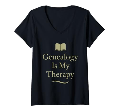 Damen Genealogie Leben Familie Wurzeln Geschichte Jäger Vorfahren Nerd T-Shirt mit V-Ausschnitt von Ancestral Detective Club Family Tree Gift