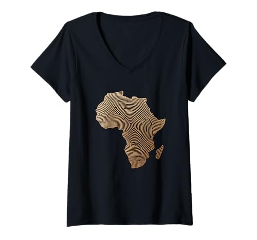 Damen Afrika Kontinent Fingerabdruck Identität Heritage Pride Love T-Shirt mit V-Ausschnitt Damen Afrika Kontinent Fingerabdruck Identität Heritage Pride Love T-Shirt mit V-Ausschnitt von Ancestral Roots Culture Afro Legacy Unity Dad Mom