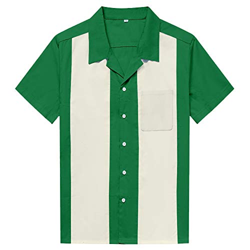 Anchor MSJ Herren 50er Jahre Männerkleidung Baumwolle Klassischer Stil Vintage Bowling Shirts, grün, XXL Anchor MSJ Herren 50er Jahre Männerkleidung Baumwolle Klassischer Stil Vintage Bowling Shirts, grün, XXL von Anchor MSJ