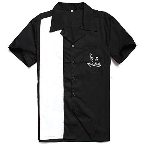 Anchor MSJ Herren 50er Jahre Männerkleidung Baumwolle Herren Hemden Kurzarm Vintage Fifties Bowling Casual Button-Down Shirts, Schwarz, XXX-Large Anchor MSJ Herren 50er Jahre Männerkleidung Baumwolle Herren Hemden Kurzarm Vintage Fifties Bowling Casual Button-Down Shirts, Schwarz, XXX-Large von Anchor MSJ