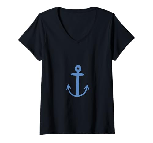 Damen Niedlicher nautischer Anker, Segelboot, Schiff, Ozean, Bootfahren T-Shirt mit V-Ausschnitt Damen Niedlicher nautischer Anker, Segelboot, Schiff, Ozean, Bootfahren T-Shirt mit V-Ausschnitt von Anchor and Captain Designs