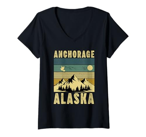 Damen Anchorage Alaska Souvenir Herren Damen Alaska Reise Familie T-Shirt mit V-Ausschnitt von Anchorage Alaska Souvenir