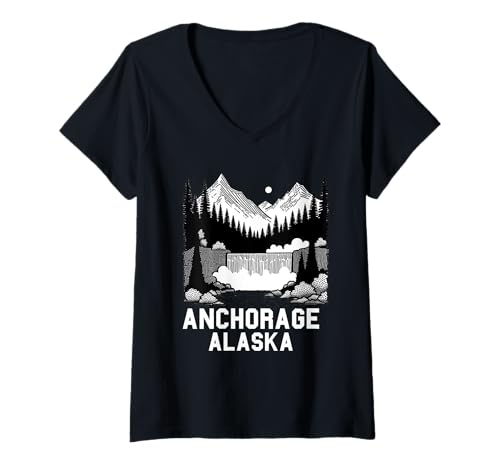 Damen Anchorage Alaska Souvenir Herren Damen Alaska Reise Familie T-Shirt mit V-Ausschnitt von Anchorage Alaska Souvenir