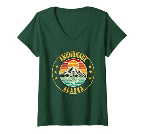 Damen Anchorage Alaska Souvenir Herren Damen Alaska Reise Familie T-Shirt mit V-Ausschnitt von Anchorage Alaska Souvenir