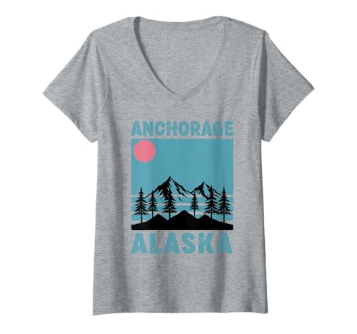 Damen Anchorage Alaska Souvenir Herren Damen Alaska Reise Familie T-Shirt mit V-Ausschnitt von Anchorage Alaska Souvenir
