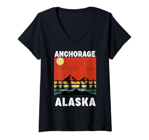 Damen Anchorage Alaska Souvenir Herren Damen Alaska Reise Familie T-Shirt mit V-Ausschnitt von Anchorage Alaska Souvenir
