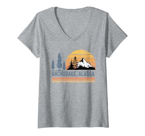 Damen Anchorage Alaska Souvenir Herren Damen Alaska Reise Familie T-Shirt mit V-Ausschnitt von Anchorage Alaska Souvenir