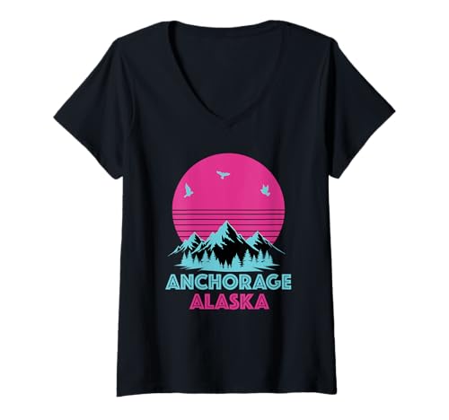 Damen Anchorage Alaska Souvenir Herren Damen Alaska Reise Familie T-Shirt mit V-Ausschnitt von Anchorage Alaska Souvenir