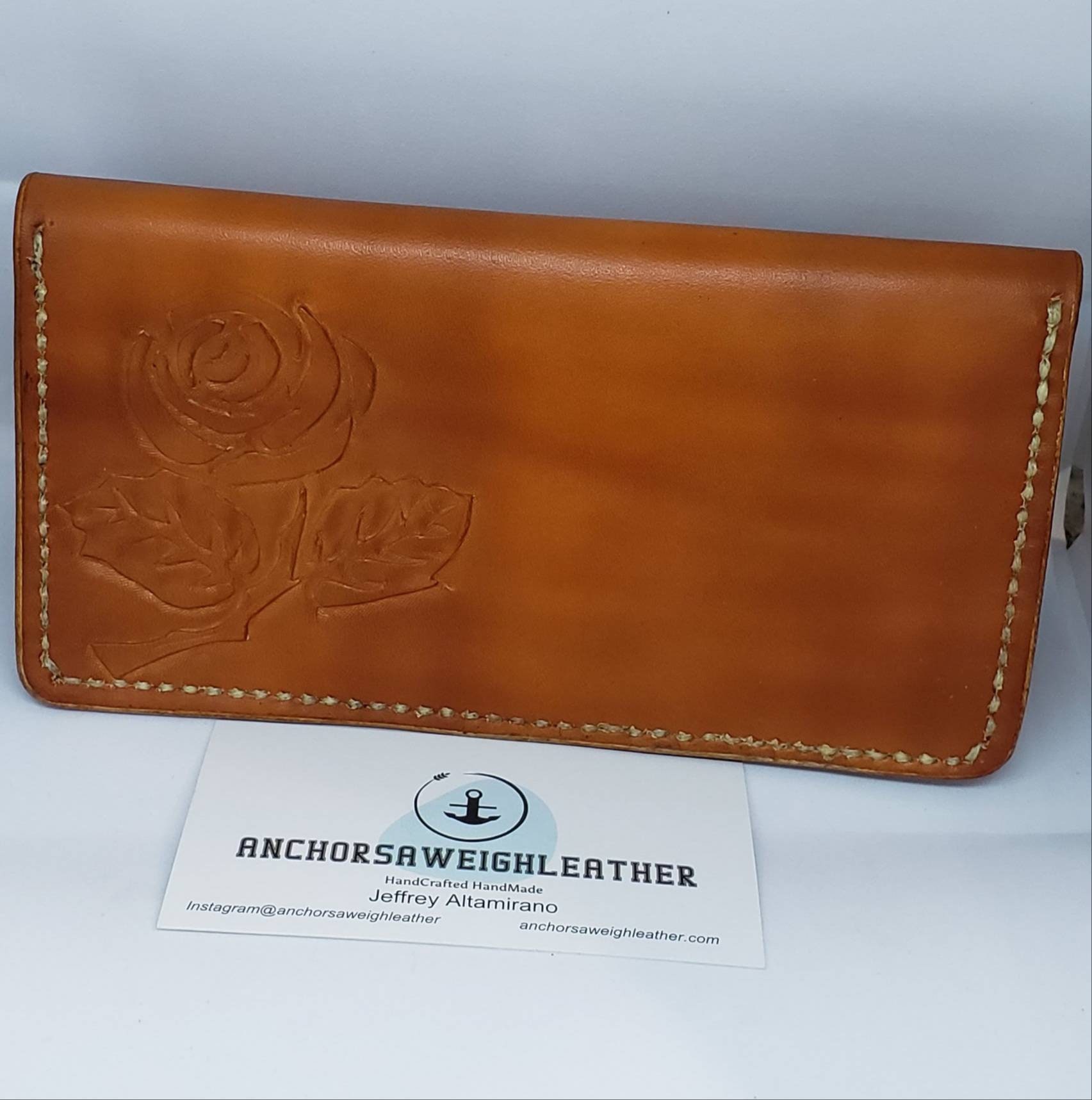 Leder Rose Scheckbuchhülle Leder Rose Scheckbuchhülle von AnchorsAweighLeather