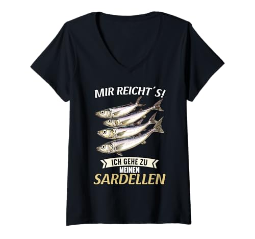 Damen Anchovies Sardelle T-Shirt mit V-Ausschnitt Damen Anchovies Sardelle T-Shirt mit V-Ausschnitt von Anchovies Sardelle Tier Shop