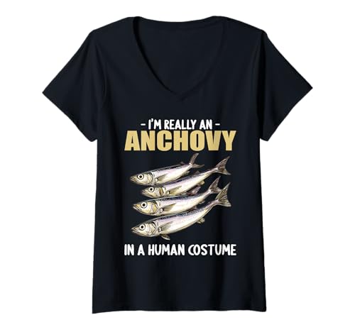 Damen Anchovies Sardelle T-Shirt mit V-Ausschnitt Damen Anchovies Sardelle T-Shirt mit V-Ausschnitt von Anchovies Sardelle Tier Shop